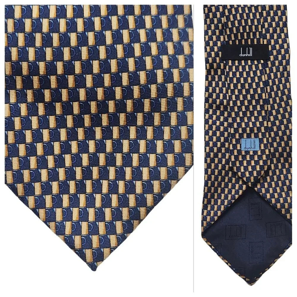 Dunhill Mens Silk Tie Novelty Beer Mug Print Made In Italy